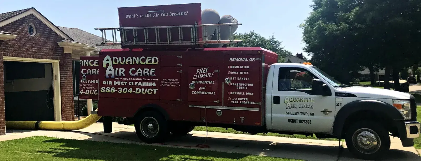 Advanced Air Care PowerVac truck parked at a Metro Detroit home