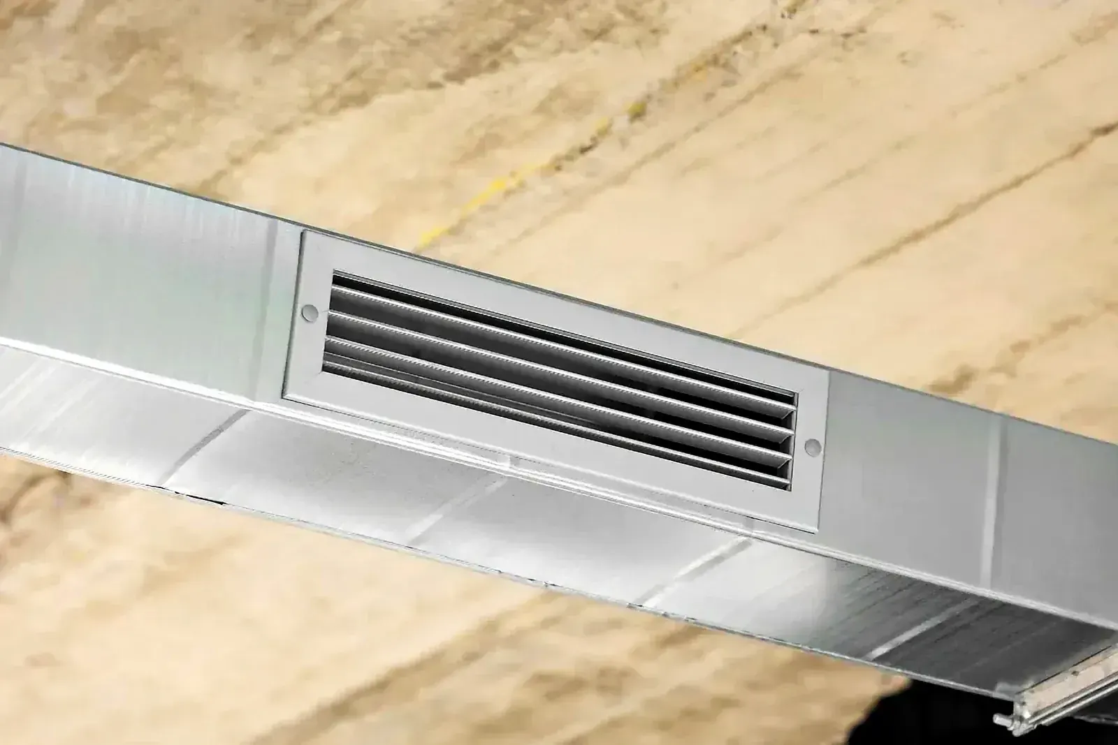 Ceiling supply register after an air duct cleaning and filter upgrade