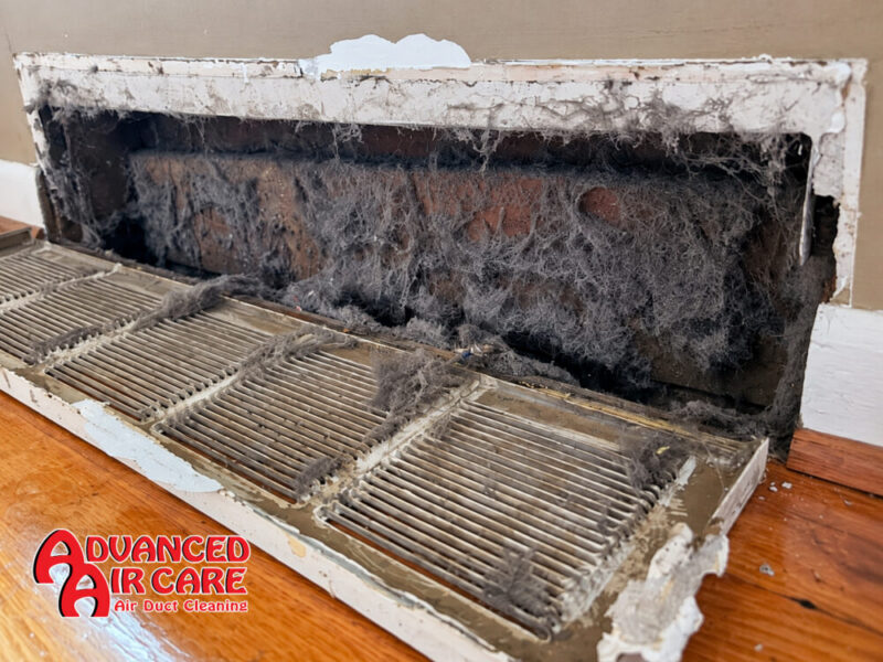 Dust buildup inside air ducts in a Michigan home 